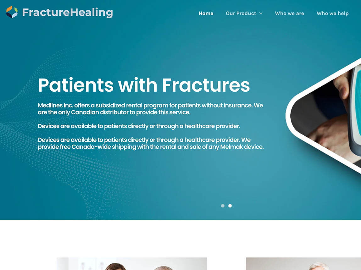 Fracture Healing Website Screenshot | Creative Elements Consulting